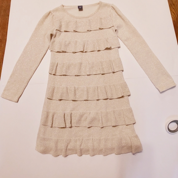 Baby Gap Girls Sive 4 Years Gold Sparkle Glitter Ruffle Holiday Dress Christmas - Picture 1 of 4